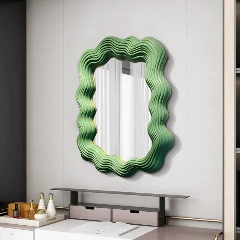 Wall Aesthetic Vanity Irregular Funky Mirror Luxury Big Hanging Asymmetrical Espelhos Living Room Decorations Wavy Art Mirror