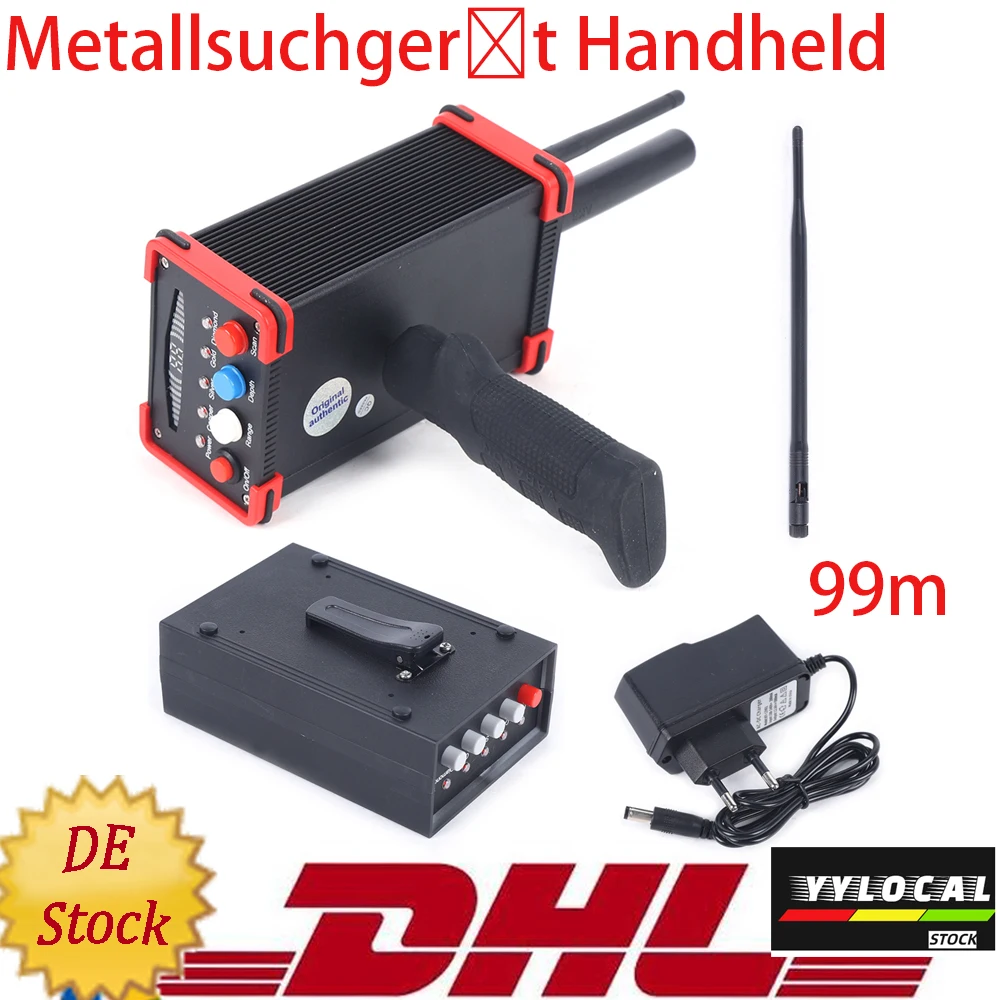 99 Meter Professionele Handheld Metaaldetector, Dubbele Sonde Goud Zilver Zoeker Max 16M Dieptedetectie