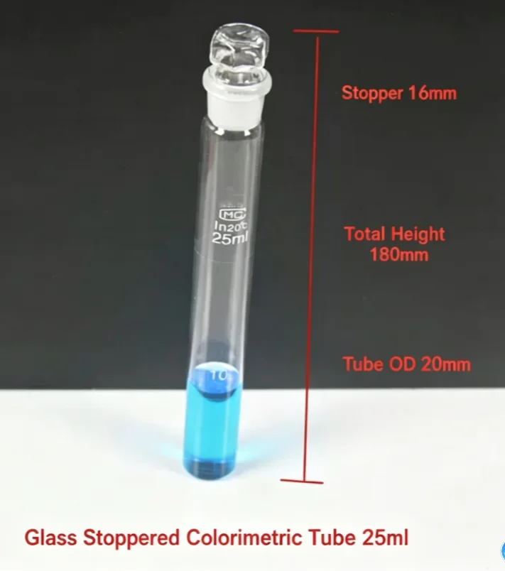 12pcs/lot 10ml 25ml 50ml 100ml Glass Colorimetric tubes with Glass Stopper For laboratory experiment