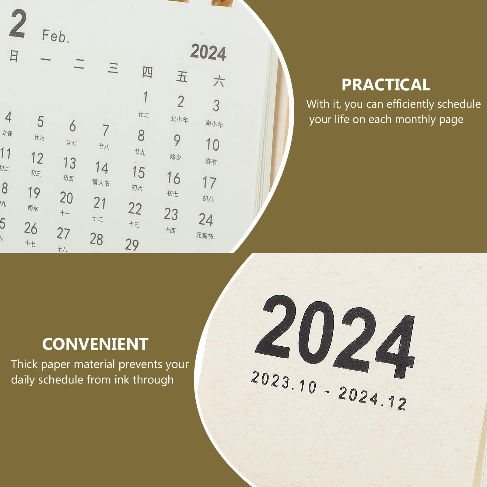 

Mini Desk Calendar 2024 Year Table Thick Paper Spiral Design Small Desktop Calendar Daily Planning Office Use Stylish Home Decor