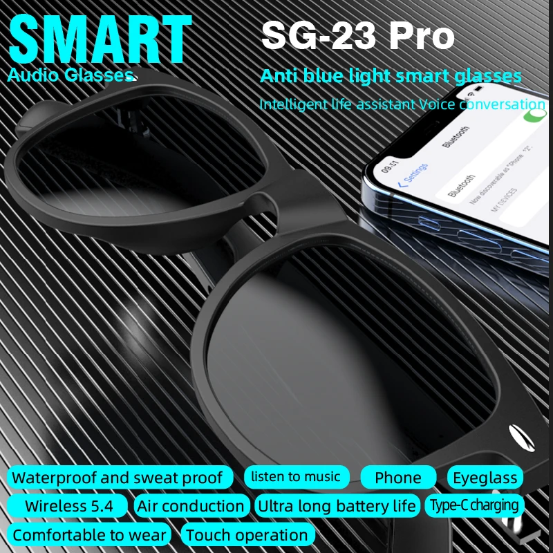 

AI Smart Translate Glasses Music Voice Assistant Noise Canceling Waterproof Bluetooth Call Sunglass