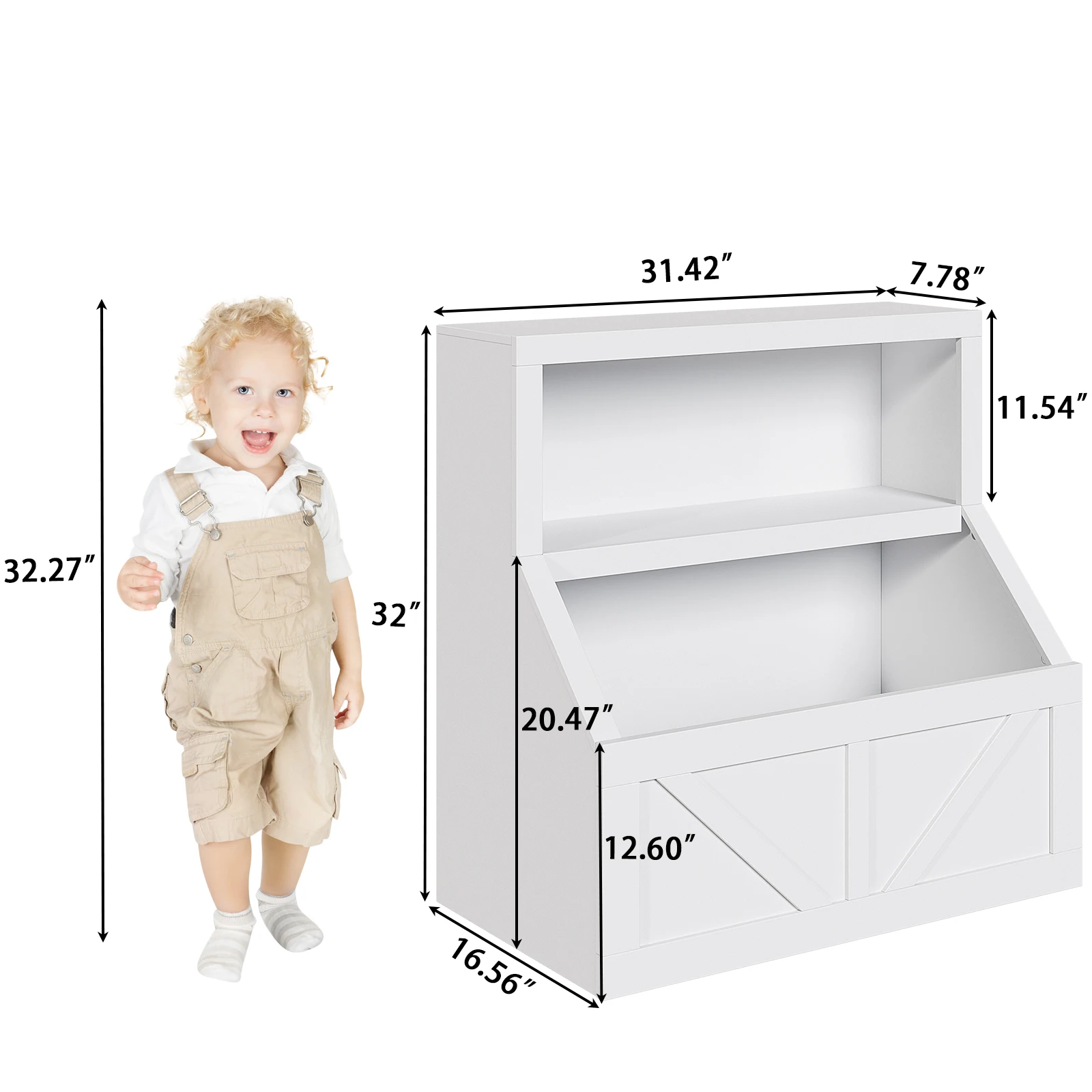 Kids Wooden Bookcase & Toy Storage Organizer Cabinet 3