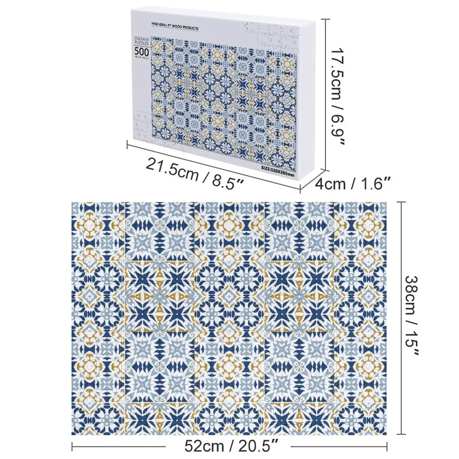 Mixed Portuguese Azulejos Jigsaw Puzzle Customized Toys For Kids Custom Wooden Gift Wooden Adults Game Children Puzzle