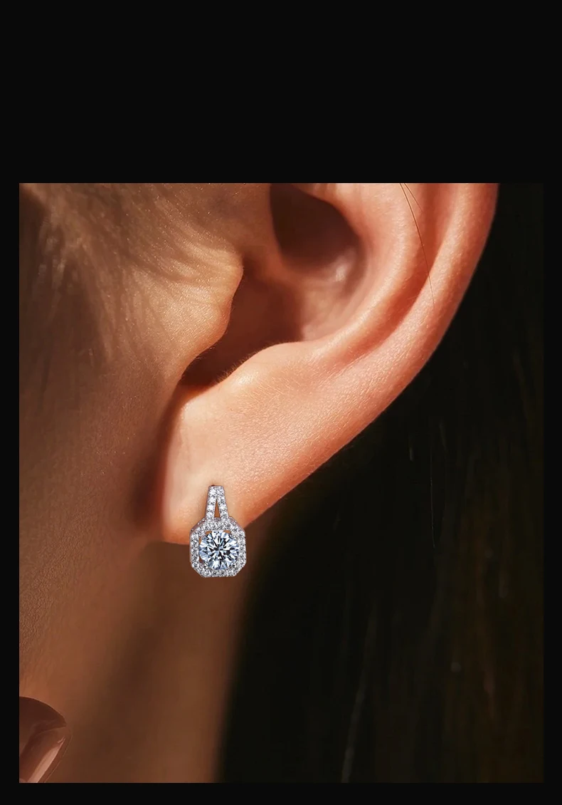 

Artisan Crafted Moissanite Stud Earrings - Luxury Hypoallergenic Sterling Silver with Sparkling Zirconia