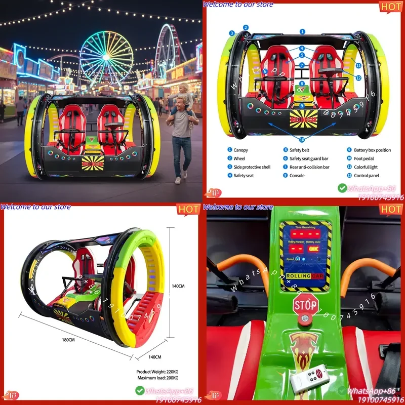 CE Certificate Naughty Dog HW-FGC1 360 Degree Rolling Flip Metal Double Player Outdoor Amusement Ride for Commercial Resorts