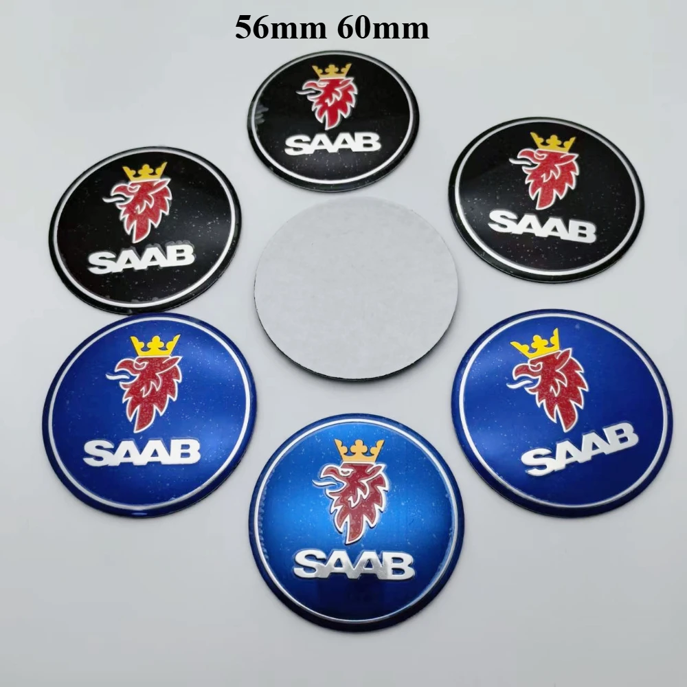 4 قطعة 56 مللي متر 60 مللي متر شعار سيارة شعار ملصقات السيارات اكسسوارات ل ساب 93 95 سيارة عجلة مركز قبعات حافة عجلات غطاء محور شارة استبدال