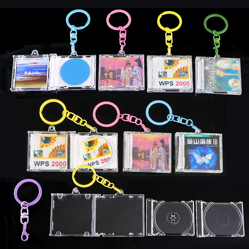 Peripheral Commemorative Blank Album Mini CD Case Keychain CD Player Shaped Key Pendant For DIY Backpack Keyring