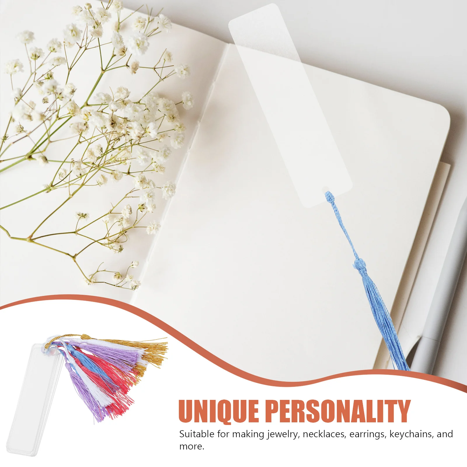 1 Set Of Acrylic Tassel Bookmarks Clear Blank Diy Bookmark Blanks Bulk Rectangular Transparent Page Markers For Craft Lovers