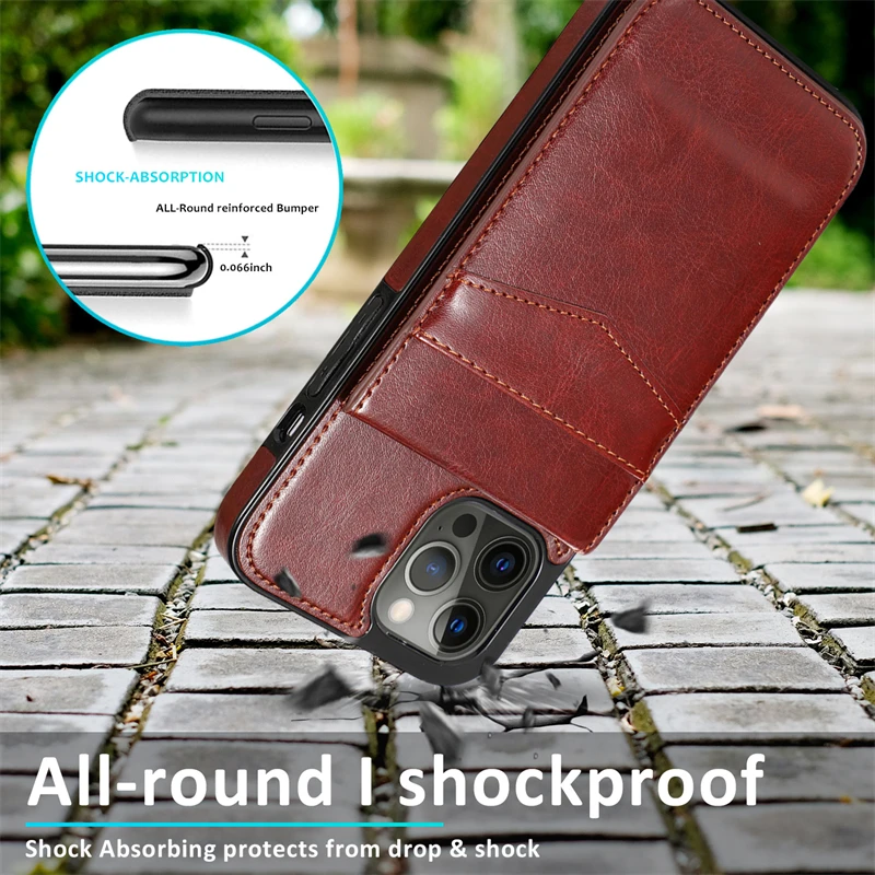 Vertical Wallet Flip Leather Phone Case For iPhone 18 Pro Max 14 13 12 11 15 16 17 Pro Max 16 Plus Card Holder Pocket Back Cover