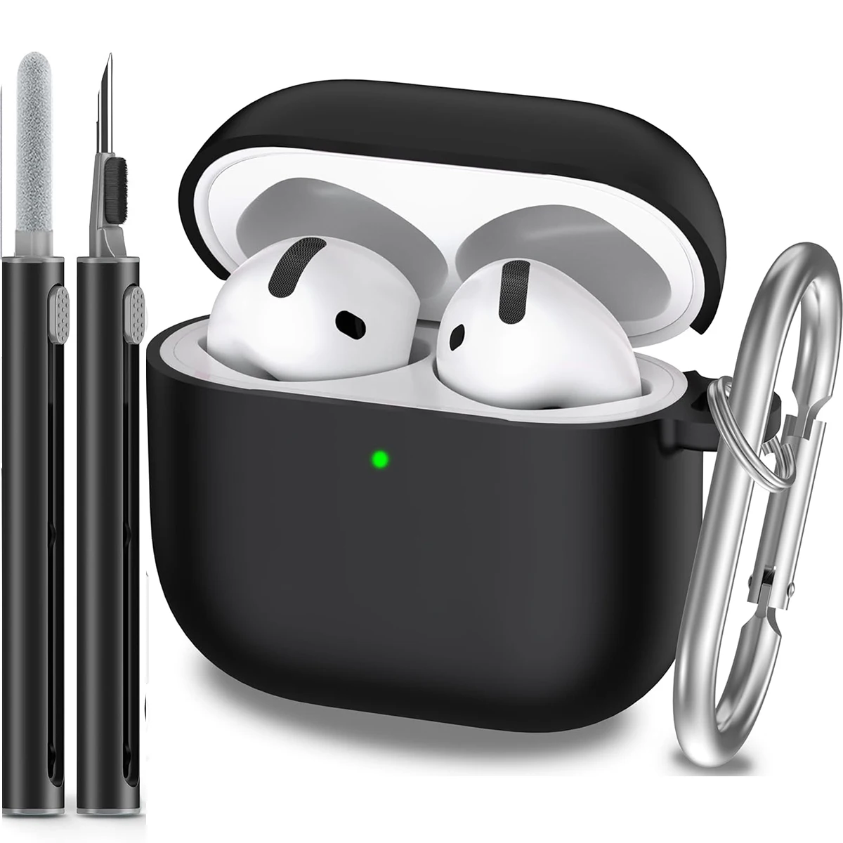 for AirPods 4th Generation Case Cover 2024, Military Grade Soft Silicone Shock-Absorbing for AirPods 4 Case with Keychain & Clea