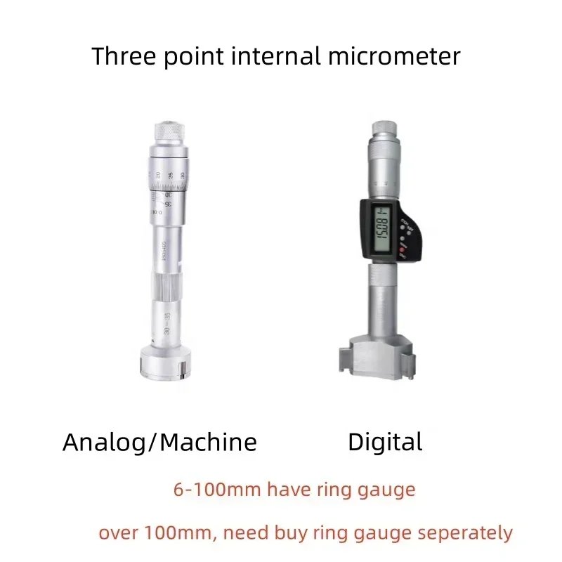 2026 Premium  GUANGLU Analog Three point Internal Micrometer 6-100mm 0.001mm Digital 3 Point Inside Micrometer Internal