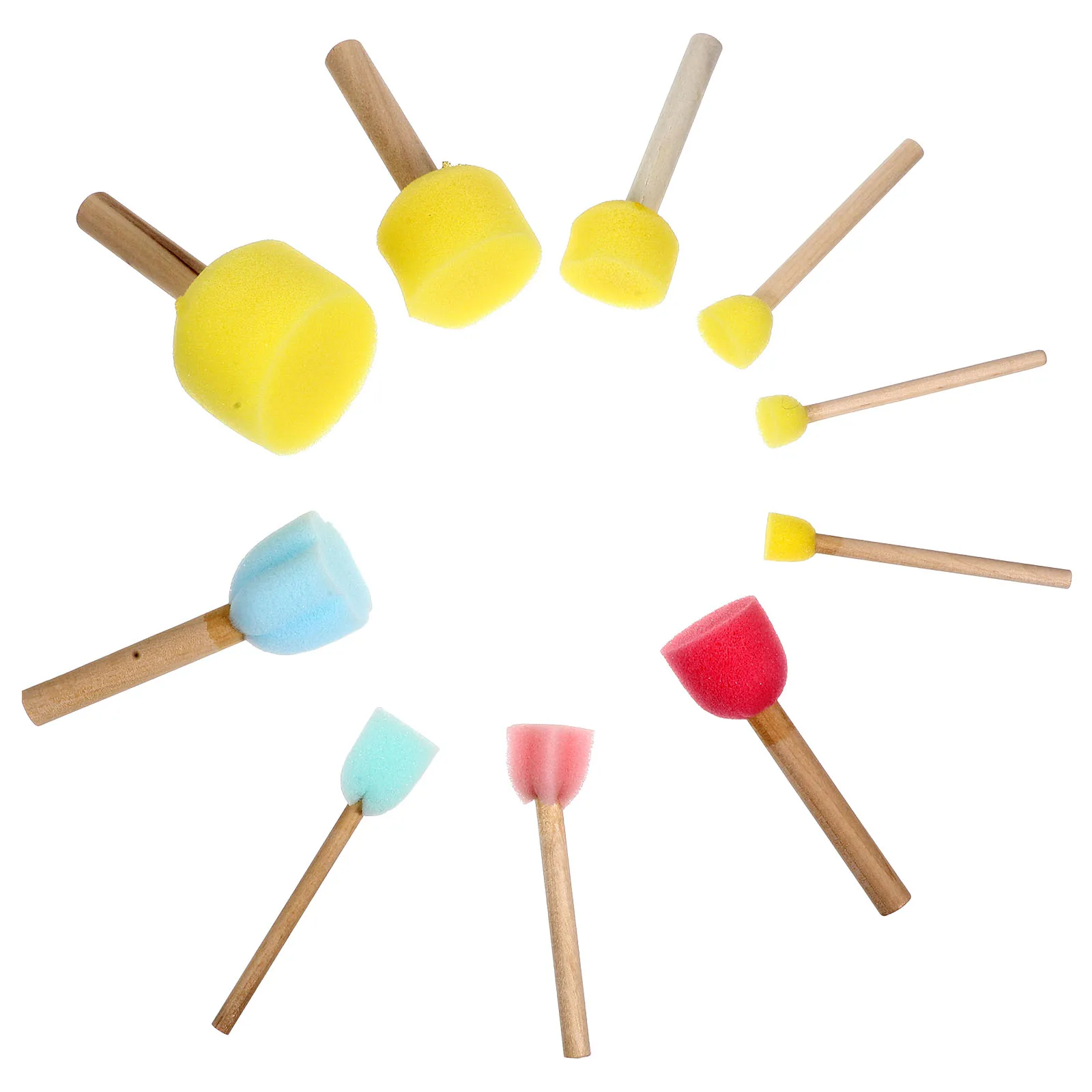 

10 Pcs Sponge Paint Brush Kids Doodle Round Drawing DIY Safe Wooden H Creativity Art Craft Preschool Kindergarten Beginner