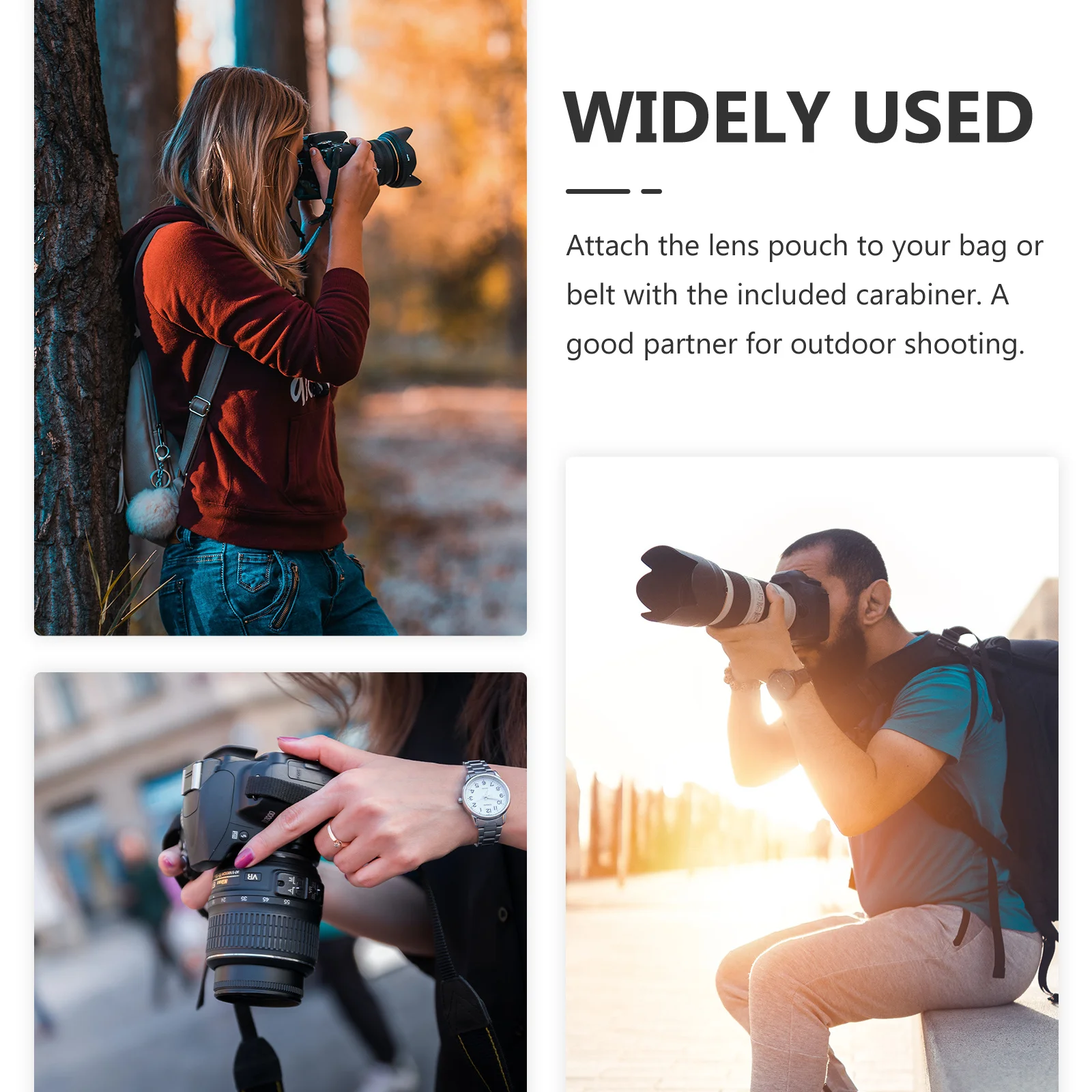 

3Pcs Camera Lens Pouch Neoprene Drawstring Outdoor Travel Lens Protector Bag with Hand Strap and Carabiner Clip