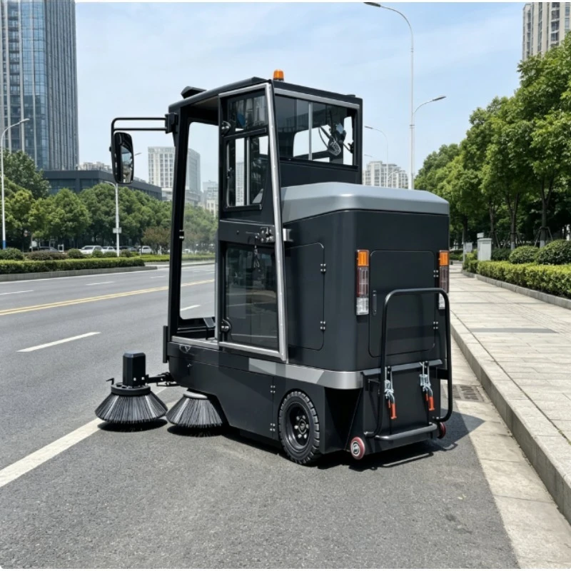 All Weather Fully Closed Driving Lithium Sweeper Large Sweeping Area Dust Removal Vehicle For Downtown Street