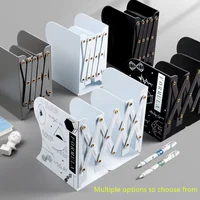 Soporte retráctil de metal de gran capacidad, clip de libro simple, deflector de libros, escritorio alto, alto valor estético, estantería de fácil almacenamiento