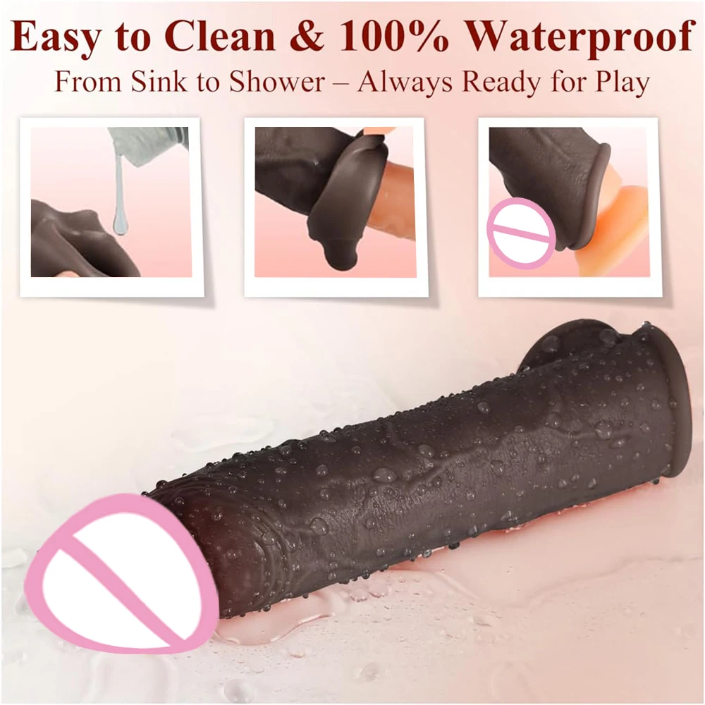 Realistic Dildo Man Sleeve Enlargement Penis Extender Cock Adult Sensual Adult Products Dick Ring Soft Silicone Sleeve Sex Toys