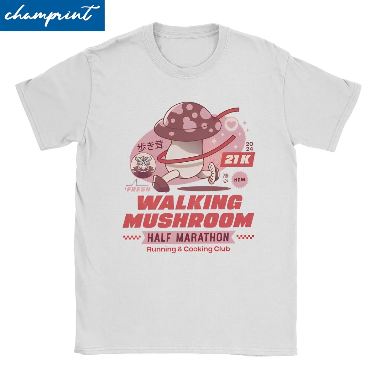 Walking Mushroom Marathon Anime T Shirt for Men Women Pure Cotton Unique T-Shirt Delicious In Dungeon Tee Shirt  Clothes Printed