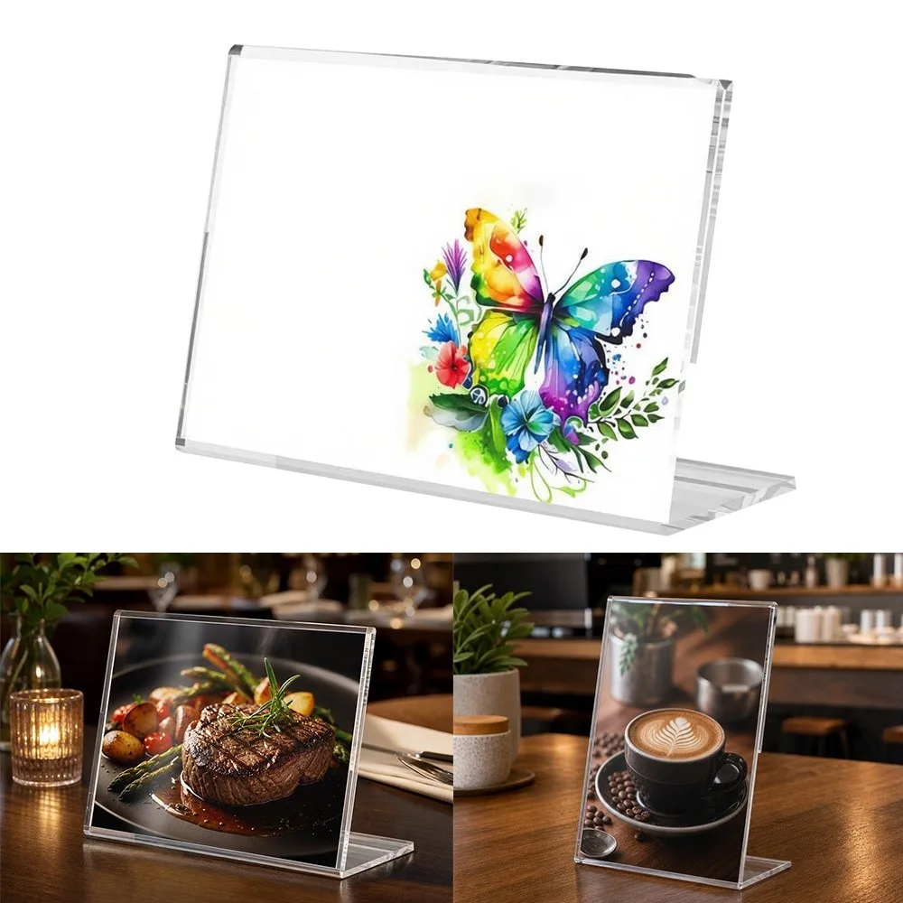 A4/A5 Table Sign Holder L-Type Double Side Acrylic Display Stand Clear Transparent Ad Frame Menu Paper Holder Exhibit Display
