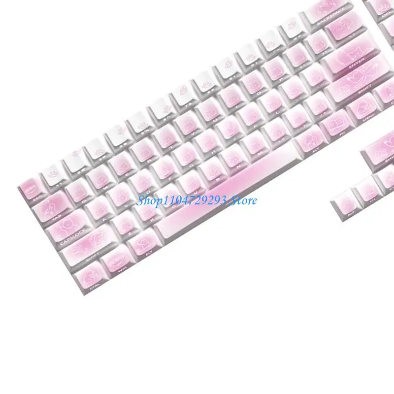 

Y2GD Side Print Mechanical Keyboard Keycap Cartoon Kitten Translucent Keycaps 74/46Pc