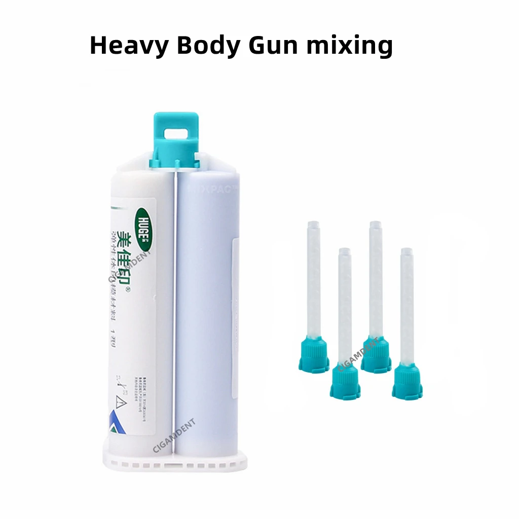 Dental Silicone Impression Material Putty Light Body Heavy Body Medium Bite Registration Artificial Gingival Gum Mixing Tips Gun