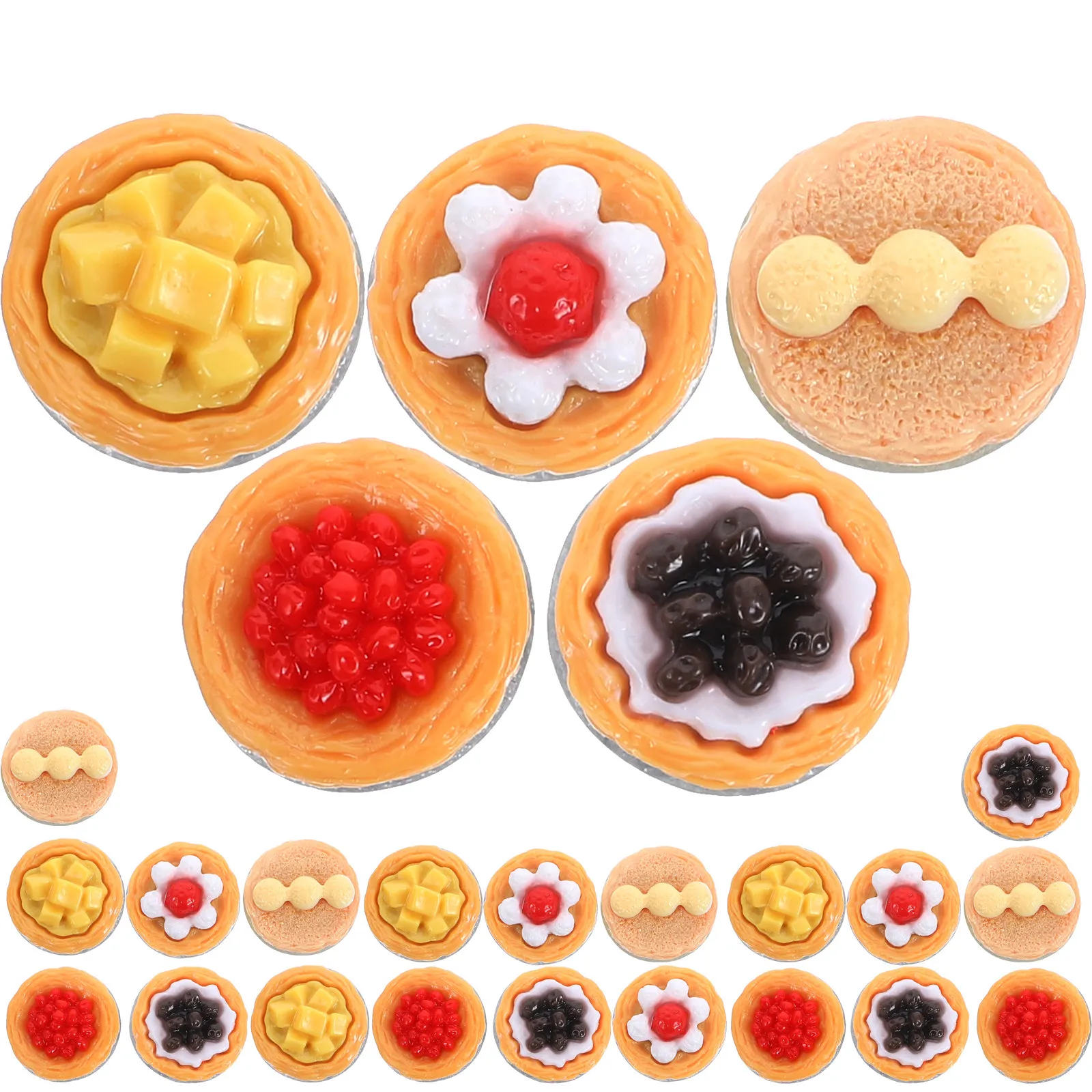 

20Pcs Egg Tart Decor Premium Resin Simulation Tart for Home Kitchen Decor Realistic Food Display Props Set Fake Dessert Model