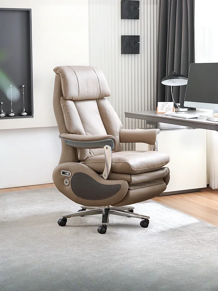 Gu Quan Couro Chefe Cadeira Computador de Escritório Ergonômico Confortável Recumbável Escritório Massagem Elétrica