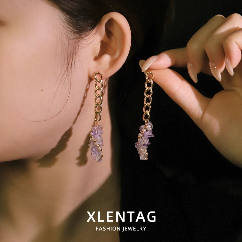 GLSEEVO Natural Freshwater Amethyst Citrine Dangle Earrings for Women Daily Office Party Handmade Pearl Earrings Fashion Jewelry