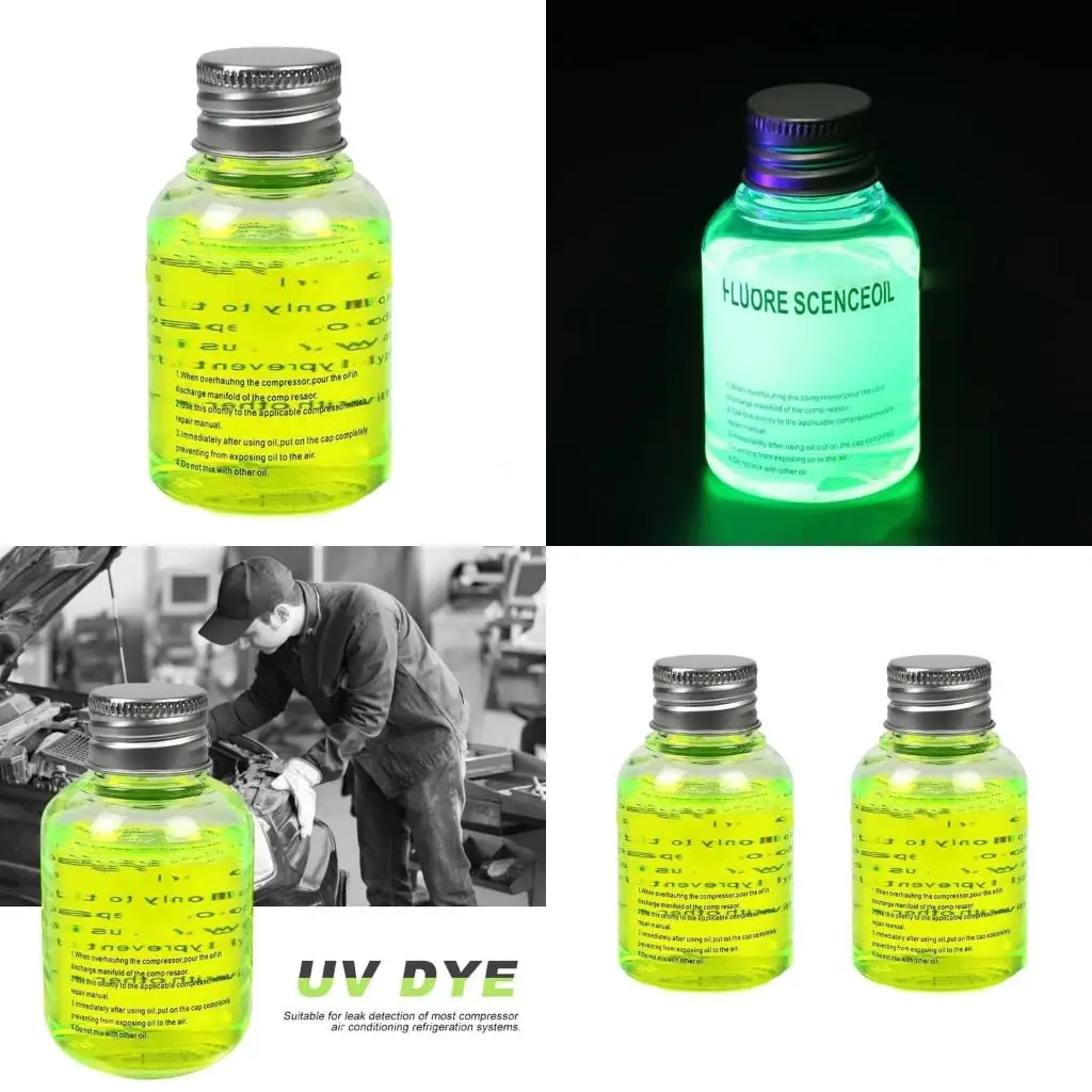 Pollution-free 60ml Fluorescent Oil for A/C Air Conditioner Auto Leak Test UV Dye Universal Refrigerant Leak Detection