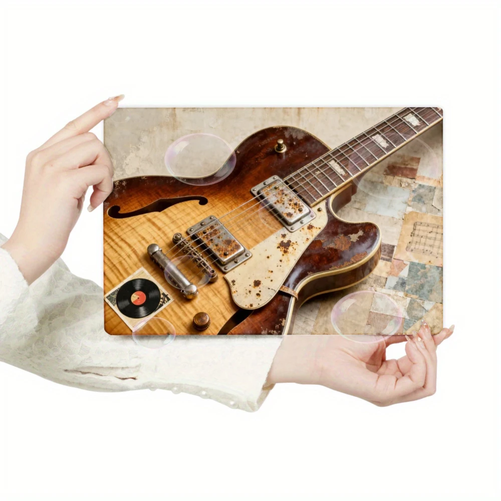 Retro metal decorative painting , 8x12 inches ,Home decoration, Christmas atmosphere, daily gifts, Guitar enthusiast