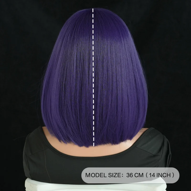 High-quality Titan Raven Cosplay for Women, Purple Short Straight Hair, Dark Magic Girl Costume Wig
