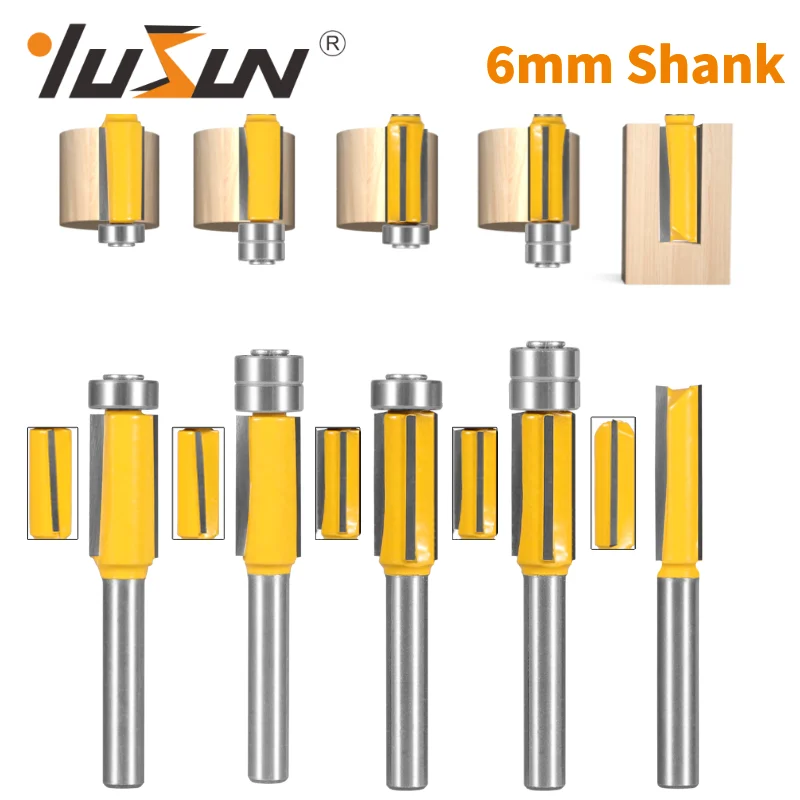 YUSUN 6MM Shank Flush Trim Bit Stright Bit Router Bit Tools Woodworking Milling Cutter For Wood Bit Face Mill Carbide Cutter