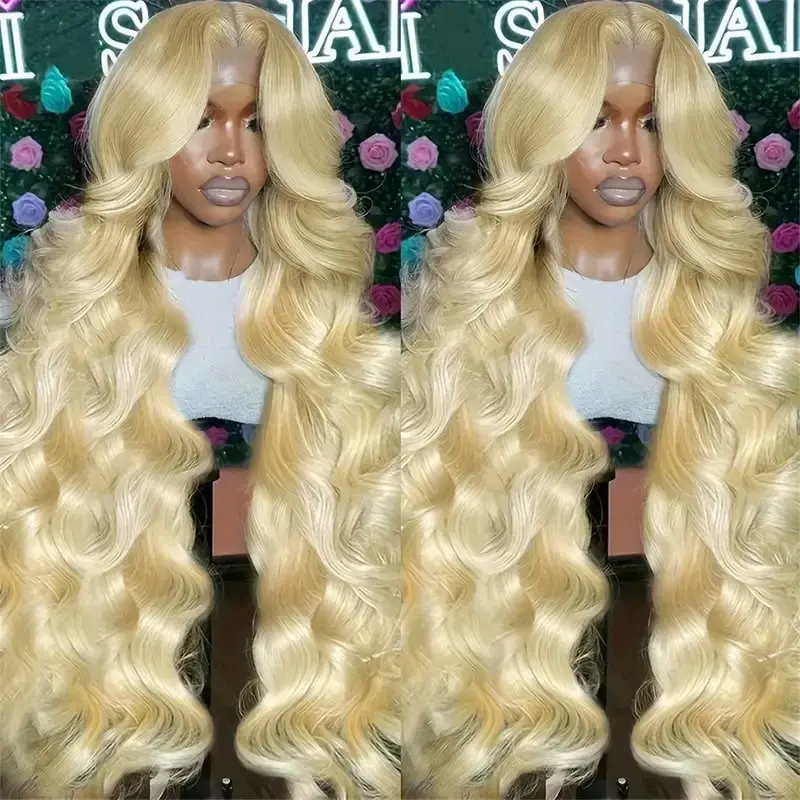 150 Density 13x4 HD Lace 613 Blonde Frontal Blonde Color 18 32 Inch Body Waves Glue-Free Waves Human Hair Wig