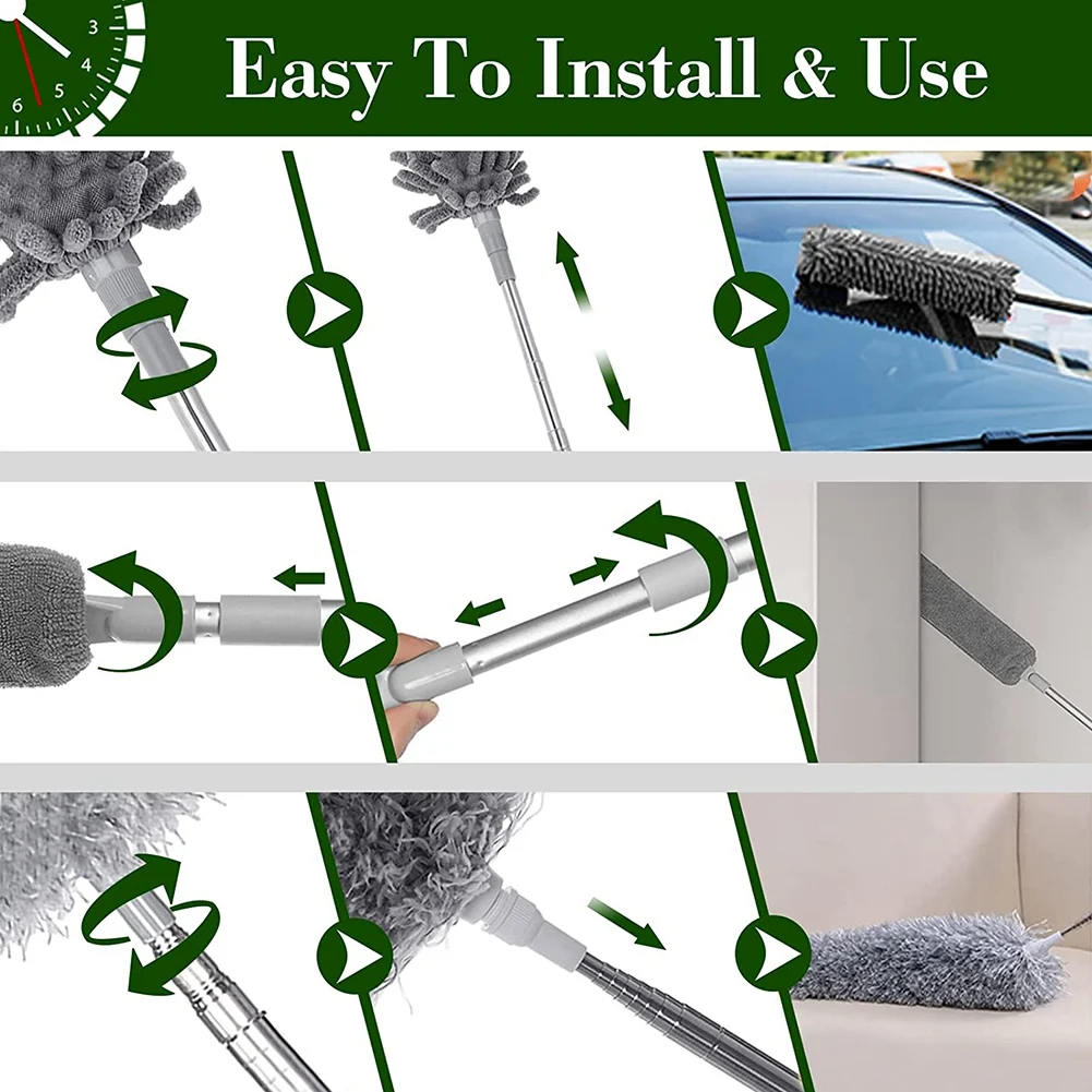 

Новейший выдвижной набор для пыли из микрофибры, ткань для пыли, моющаяся и швабра для дома, легко удаляет пыль