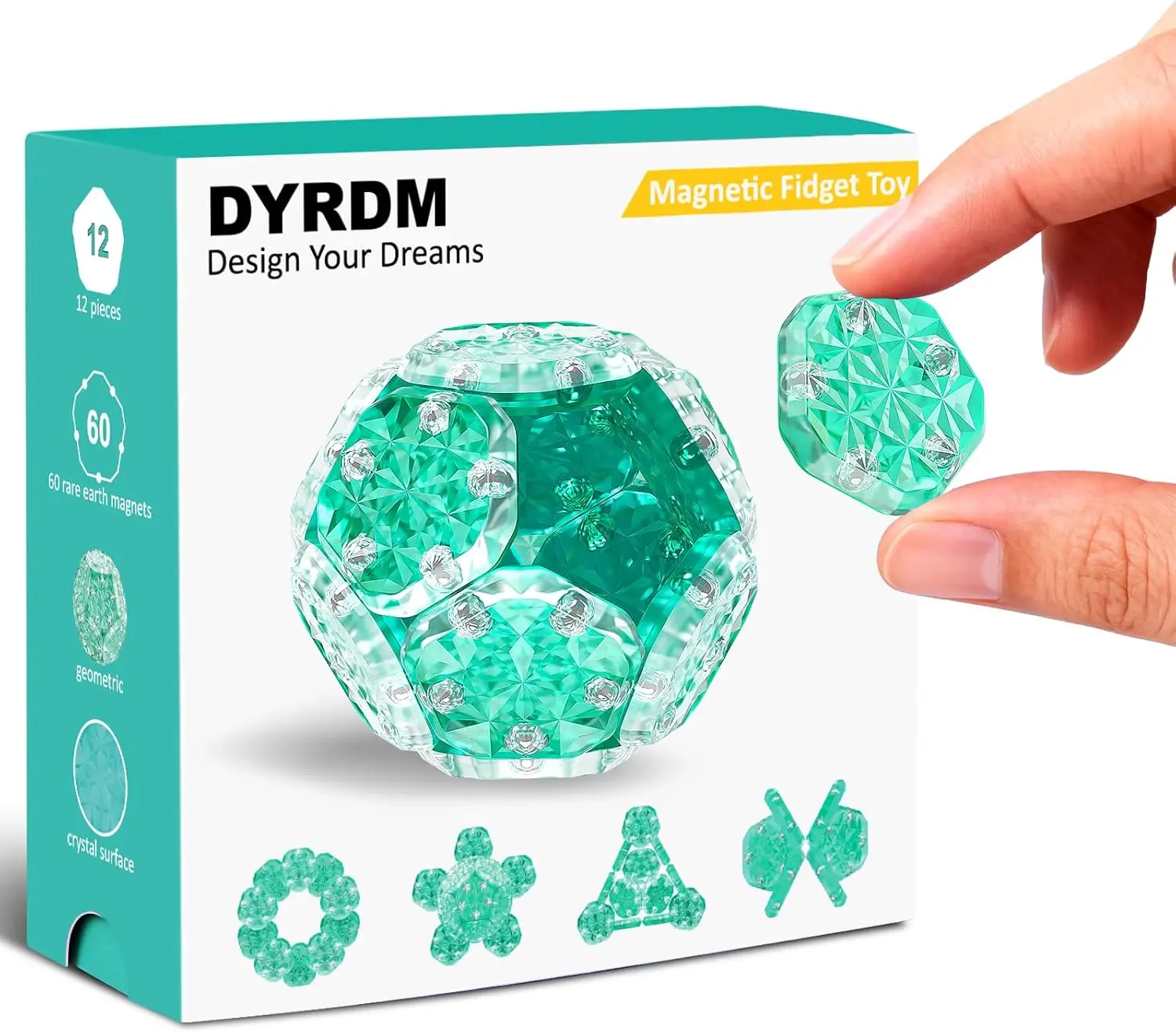 

Magnetic Fidget Sphere Set, 12 Pieces with 200+ Combinations, Stress Relief Desk Toy for Adults and Teens