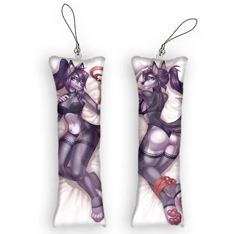 

New Pattern Animal Wolf Cute Small Pillow Pendants Mini Furry Dakimakura Pendant Keychain 2 Sides Print Hanging Ornament Funny G