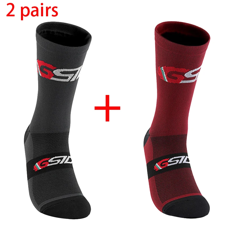 2 paar 2023 Neue Radfahren Socken Fahrrad Krankenschwester Kompression Rennrad Laufen Mtb Kniehohe Weiß Sport Lustige Marke schwarz – Detail 5