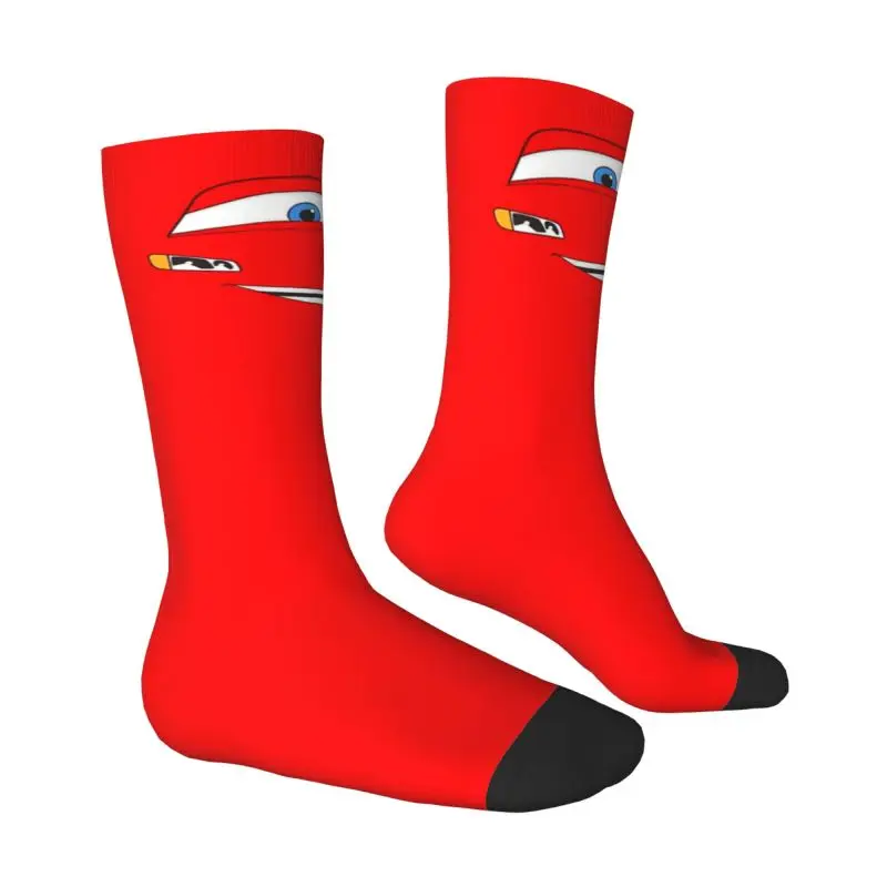 Cool Men's Happy Cars Lightning McQueen Dress Socks Unisex Warm Comfortable 3D Printed Cartoon   Crew Socks