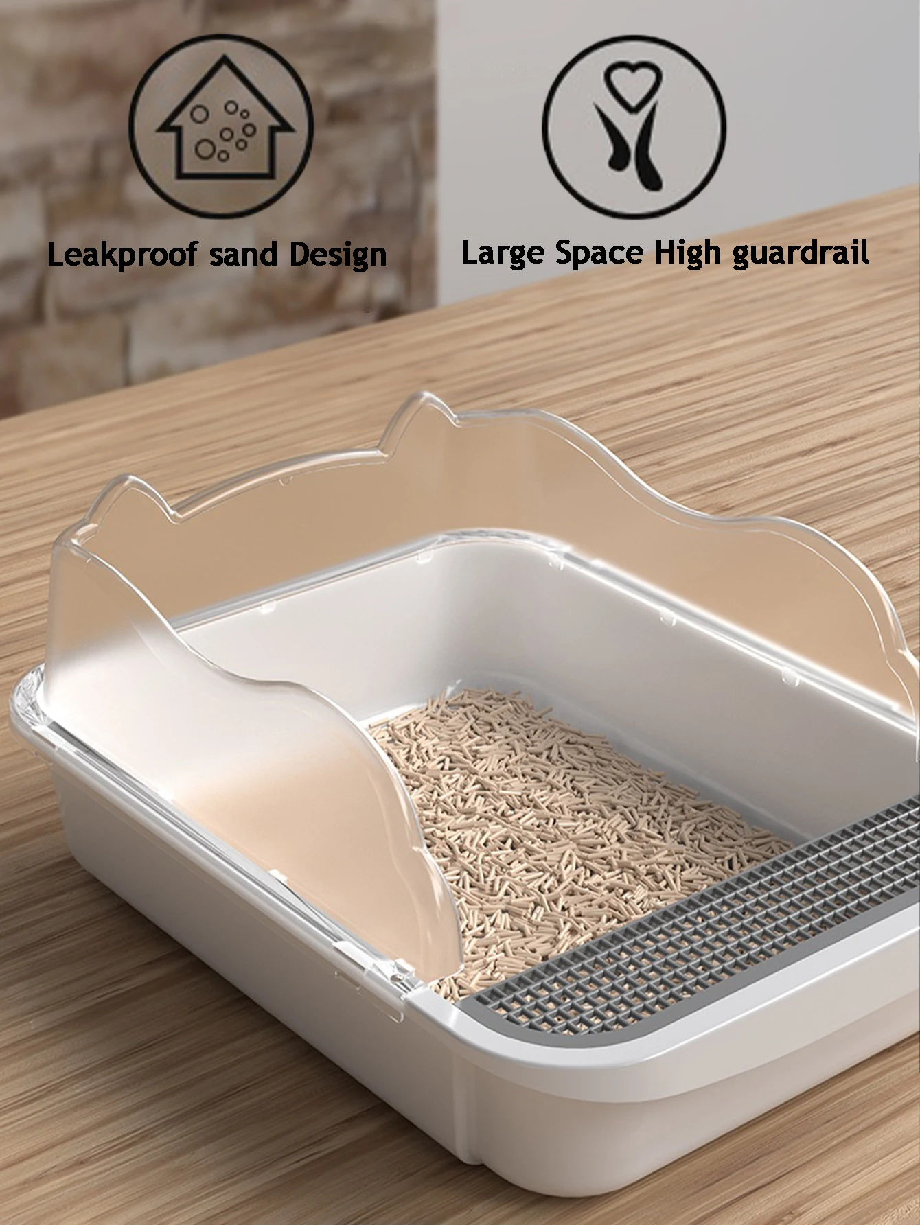 Semi-closed splash-proof litter box (with litter scoop), new stylish semi-open pet litter box for cats, easy to care for