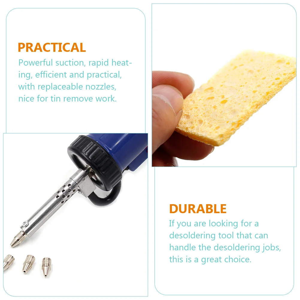 

3pcs Electric Desoldering Pump Powerful Suction Rapid Heating Replaceable Nozzles Solder Sucker Tool For Tin Removal Eu Plug