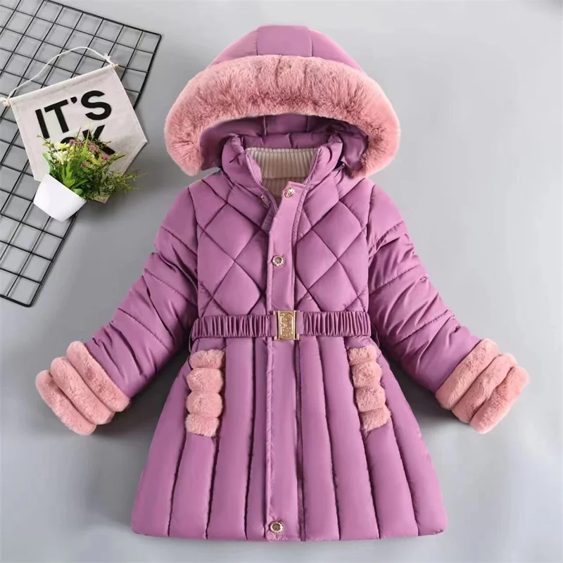 Kids Girls Cotton Jacket Winter Jacket For Girls Coat Baby Warm Hooded Outerwear Coat Girls Clothing Children Soild Down Coat