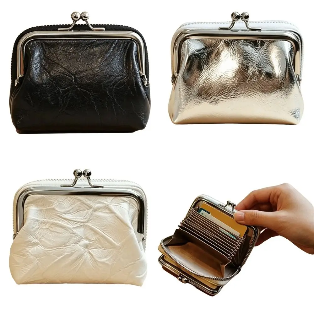 Nouveau porte-monnaie en PU avec fermoir détachable, portefeuille de style vintage, structure deux-en-un, porte-cartes pour usage quotidien.