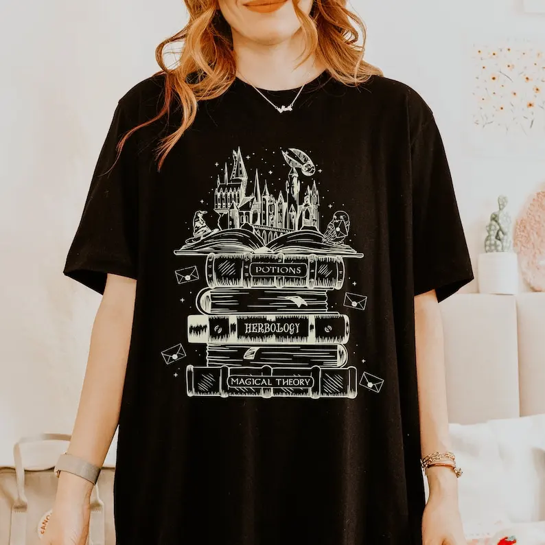 Reading Book Wizard T-shirt Dark Academia Gothic Clothes Birthday Christmas Fandom  Herbology Potions Tshirt Teacher Librarian