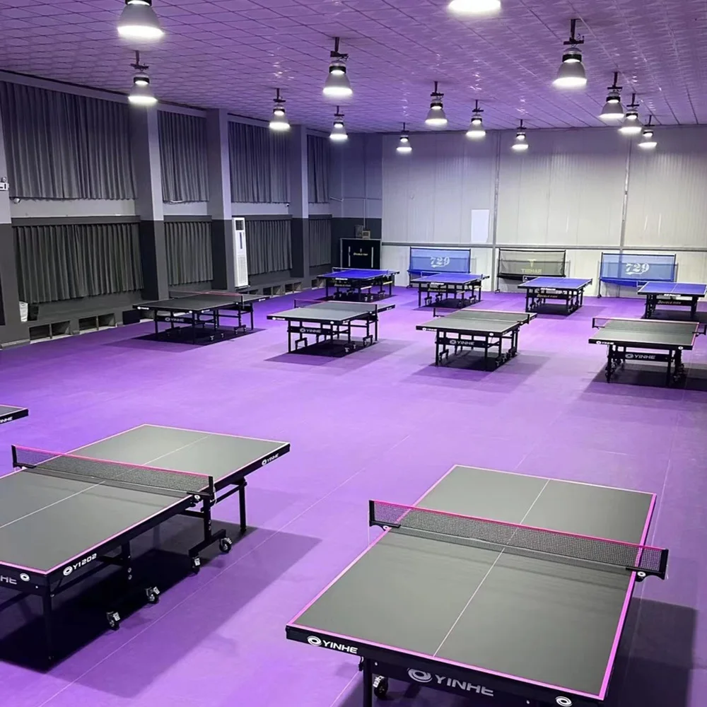 Beable Pilihan Produk Lantai Tenis Meja Terbaik Lantai PVC Anti Selip untuk Ruang Lapangan Ping Pong Ketebalan 5.0MM Permukaan Tenun