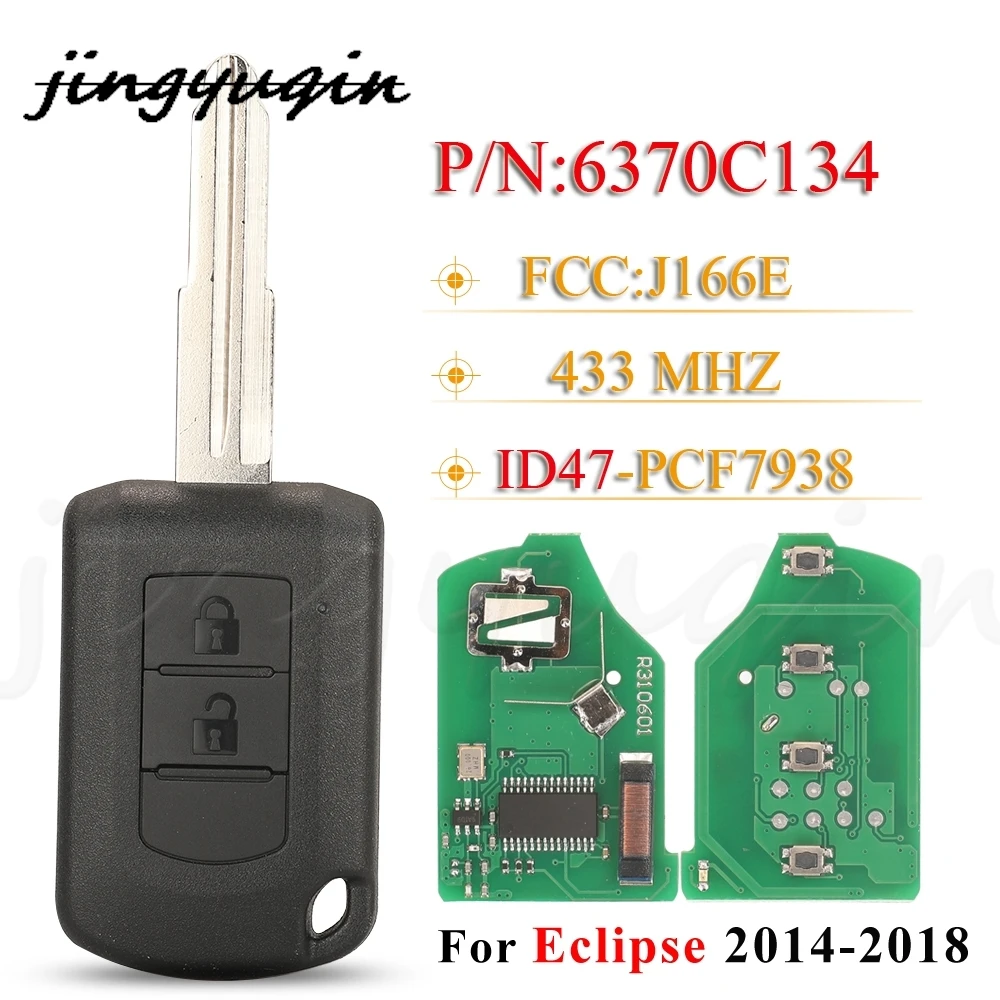 

jingyuqin OUCJ166E 2Buttons Car Remote Key Fob P/N: 6370C134 433MHz ID47 For Mitsubishi Eclipse 2014- 2018 Car Accessories