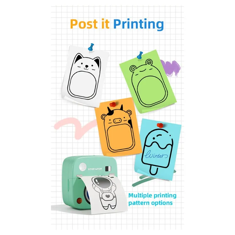 【Price Drop !!】C1 Camera Model Mini Thermal Printer Portable Printer Thermal Paper Sticker Photo Printer