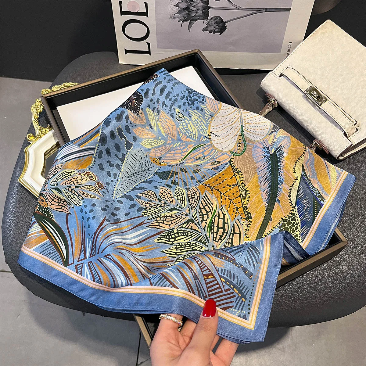 

100% Pure Silk Scarf Women Hairband Foulard Square Female Headkerchief Mulberry Luxury Print Shawl Wraps Hijab Bandana Scarves