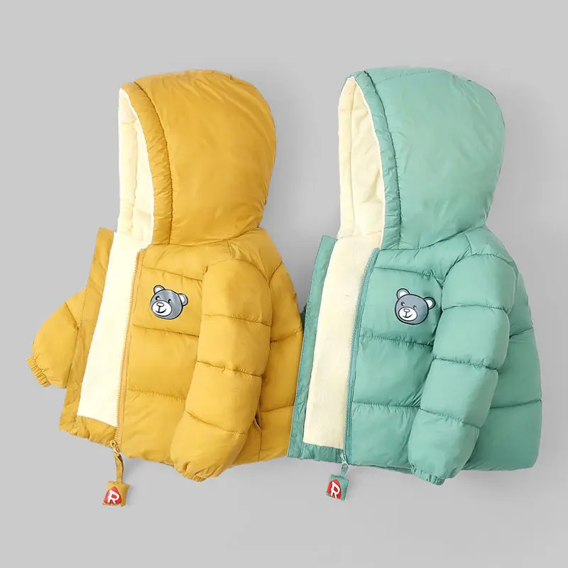 New Style Children Down Cotton Jacket Extra Fleece Thickening Fleece-lined Sleeves Winter Warm Coat Wholesale Kid Cartoon Style