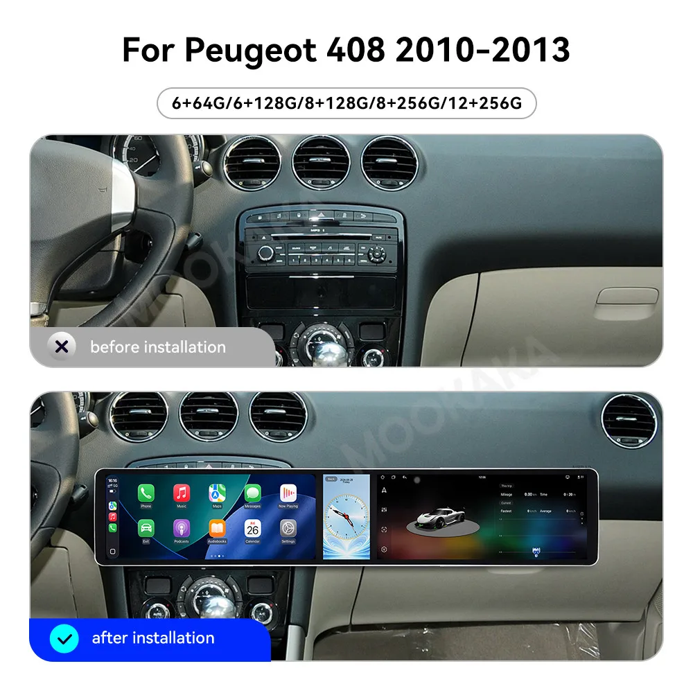 Car Accessories Radio For Peugeot 408 2010-2013 Android Auto GPS Navigation Multimedia Stereo Receiver Head Unit Offline Maps
