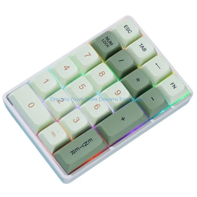 HX6A 21 Mechanical Keyboard Single Handed Keyboard Corded Bluetooth-compatible 2.4G Wireless Keypad for Financial Workers