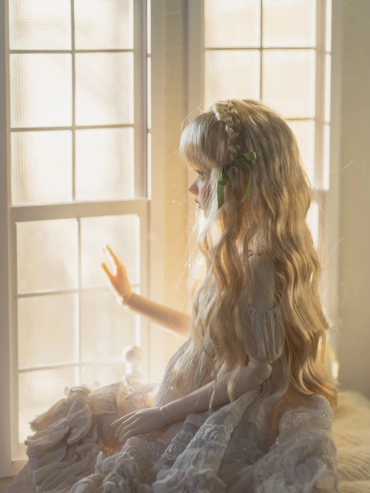 D09-P734 Children Handmade Toy 1/6 1/3 1/4 Uncle Doll BJD/SD Doll's Wig Soft Silk Long Curly Hair Braided Hair 1Pcs